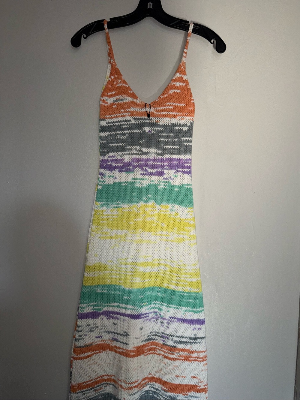 Zara Striped Knit Midi Dress in Pastel Orange, Green, Purple, Yellow - Picture 5 of 13